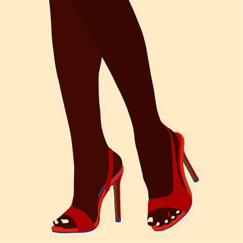 Premium Vector Black Woman High Heel Shoes Illustration