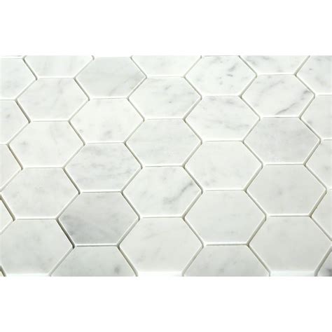 Splashback Tile Hexagon White Carrera 12 In X 12 In X 8 Mm Floor And