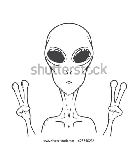 Alien Shows Peace Sign Vector Illustration Stock Vector (Royalty Free ...