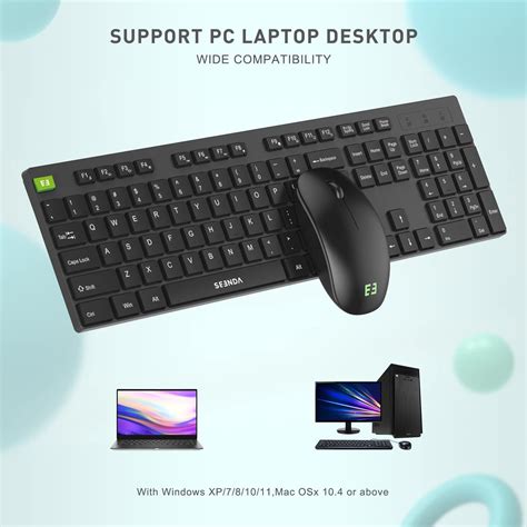 Wireless Keyboard And Mouse Combo Seenda Full Sized Cordless Usb