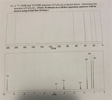 Solved 10. A 13C-NMR and 'H-NMR spectrum of C6H1202 is shown | Chegg.com