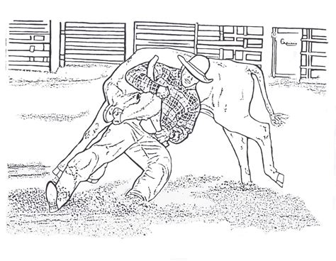 RODEO COLORING PAGES Steer Wrestling Color Page By Dancing Cowgirl Design