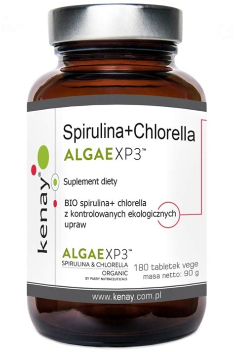 Kenay SPIRULINA CHLORELLA 180tab ALGI BIO 12463551734 Oficjalne