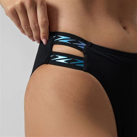 Women S FLU3NTE Logo Elastic Hi Waist Bikini Bottom Black Speedo UK