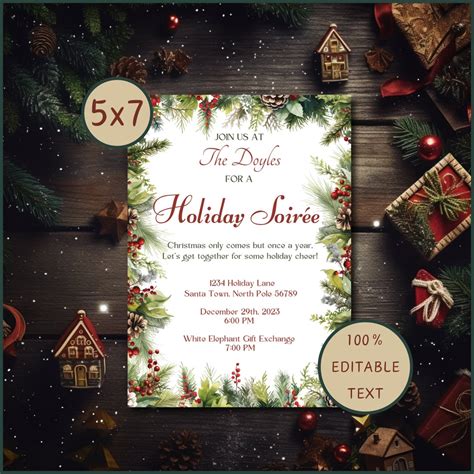 Christmas Party Invitation, Christmas Eve Tradition, Holiday Soiree ...