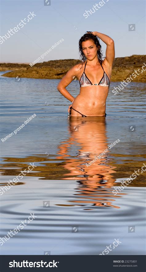 Sexy Hot Brunette Bikini Model On Stock Photo 23275801 Shutterstock