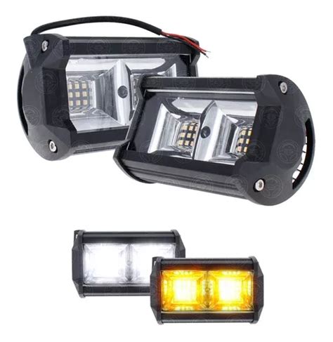 Par Faros 18 Led 2 Paneles Auxiliares Fija Estrobo Bicolor Envío gratis