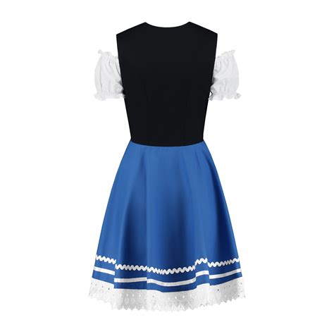 Tirolerdirndl Delig Zwart Blauw Katoen Zorg Voor Party