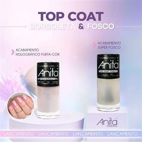 Kit C 3 Esmaltes Anita Top Coat Efeito Borboleta Holográfico MercadoLivre