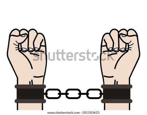 Human Hands Handcuffed Chained Stock Vector Royalty Free 181183625