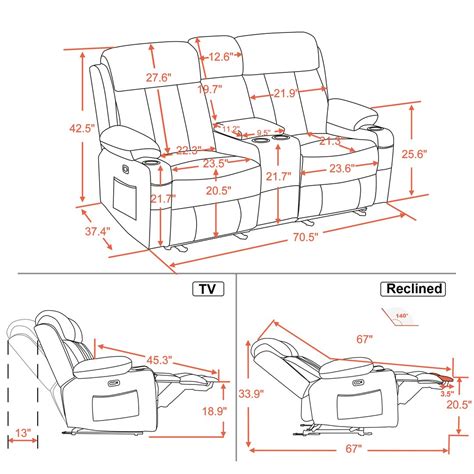 Buy Mcombo Faux Leather Power Loveseat Recliner With Heat And Massage For Living Room 6095 Dark