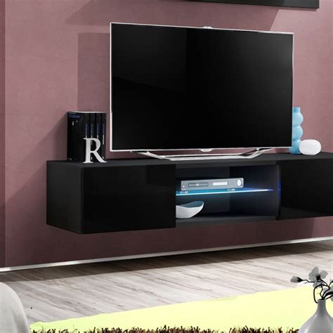 Meuble TV Mural Design Fly III 160cm Noir