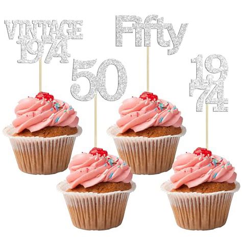 Gyufise 24Pcs Cheers To 50 Years Cupcake Toppers 50th Birthday Cupcake