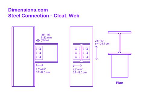 Steel Connection Pin Hinge Cut End Dimensions Drawings