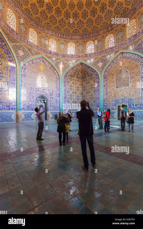 Iran Central Iran Esfahan Mosque Of Sheikh Lotfollah Interior Stock