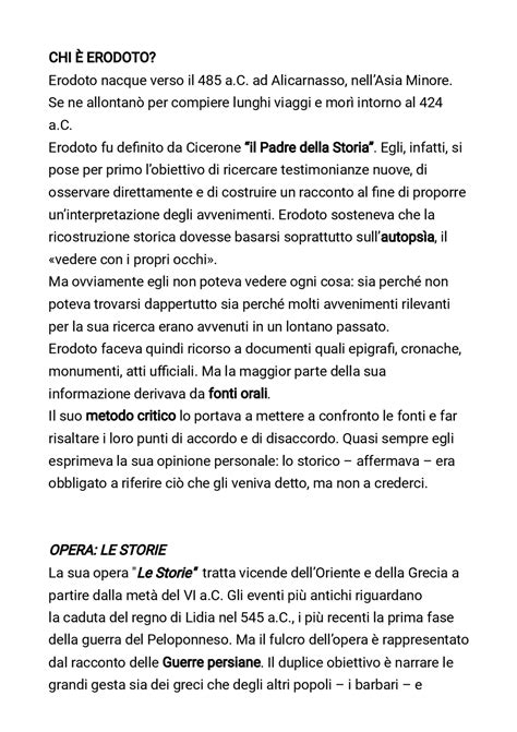 Le storie, di Erodoto | Appunti di Filologia Classica | Docsity