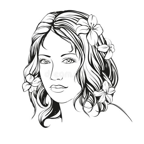 Beautiful Woman Face Hand Drawn Vector Illustration Sketch Stock