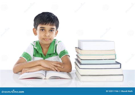 Indian School Boy With Books Stock Photo Image Of Joyful Educational