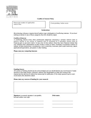 Conflict Of Interest Elsevier Fill Online Printable Fillable Blank