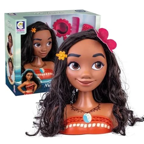 Boneca Busto Da Moana C Acessórios Disney Infantil Penteado Dupari