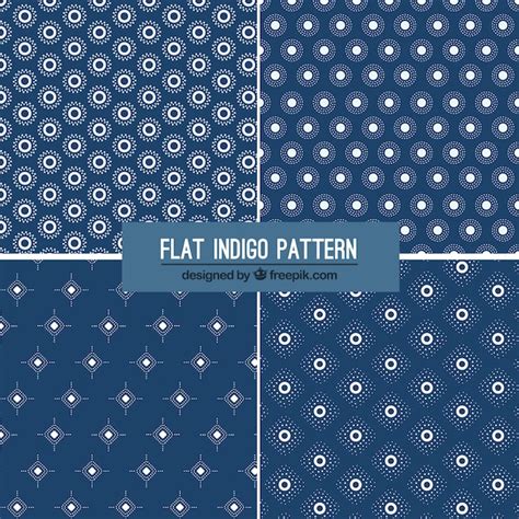 Free Vector Four Flat Indigo Patterns