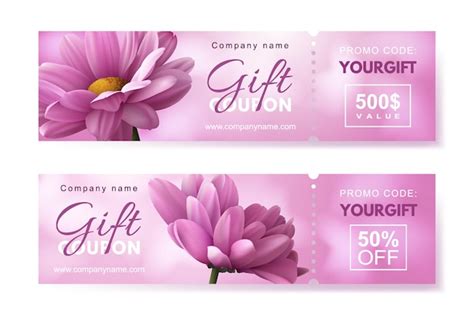 Premium Vector Set Of Gift Coupons With Two Realistic Pink