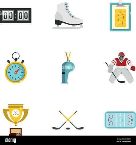 Elementos de hockey e iconos de patinaje artístico conjunto Imagen