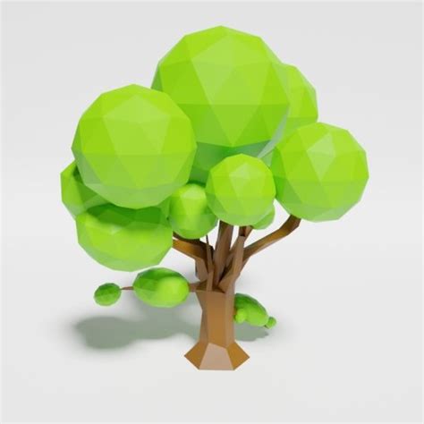 Low Poly Oak Tree Singlecolor Trees Models Blenderkit