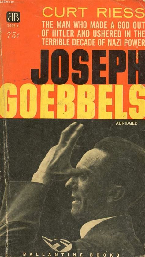 Joseph Goebbels Abridged Von Riess Curt Bon Couverture Souple