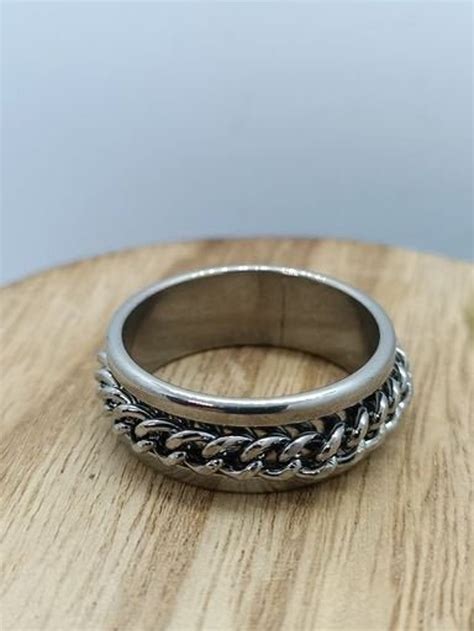 Silver Spinning Ring Spinner Ring Fidget Anxiety Chain Etsy