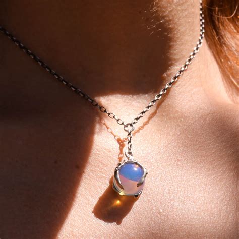 Sorceress Crystal Ball Lariat Necklace Opalite Antiqued Ilola