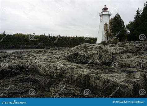 Big Tub Lighthouse in Tobermory, Ontario, Canada Stock Photo - Image of ...