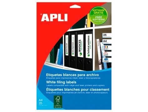 Etiqueta adhesiva Apli 1233 tamaño 190x61 mm para fotocopiadora laser