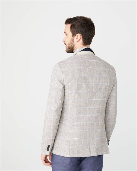 Tailored Fit Windowpane Linen Blend Blazer Rw Co