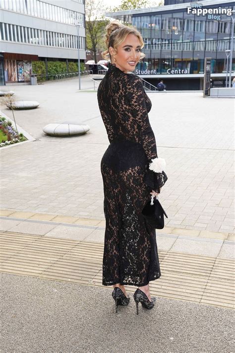 Georgia Harrison Displays Her Nude Tits Wearing A See Through Lace Dress To Present Awards In