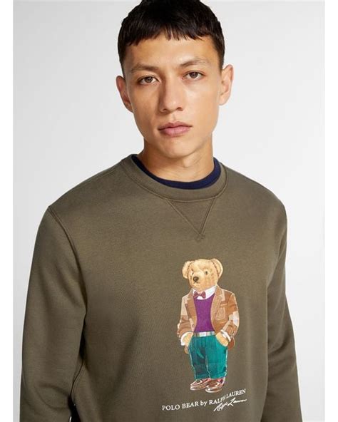 Polo Ralph Lauren Preppy Teddy Bear Sweatshirt In Gray For Men Lyst