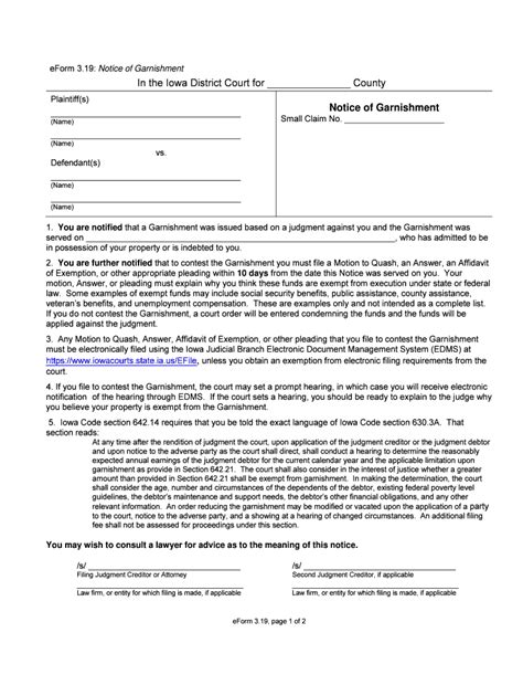 Iowa Notice Garnishment Form Fill Online Printable Fillable Blank Pdffiller