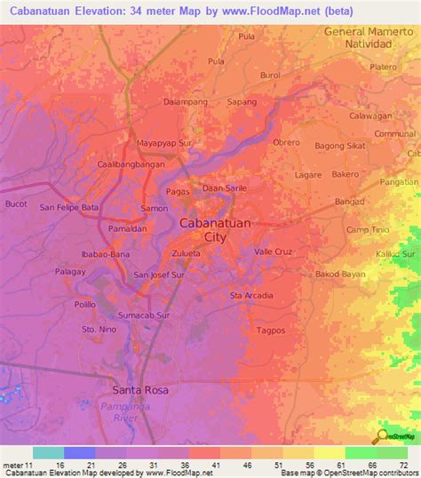 Elevation of Cabanatuan,Philippines Elevation Map, Topography, Contour