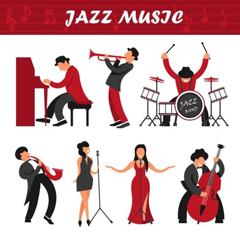 Jazz Music Band Musicians Singers And Performers Vector Icons Man