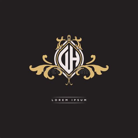 Dh Logo Monogram Ornamental Geometric Vintage Style Stock Vector