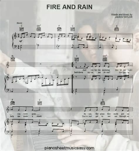 Fire and rain sheet music - C Major