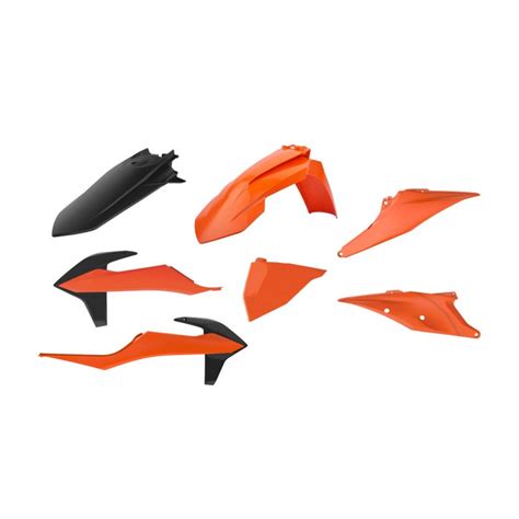 Kit Plastiques Complet Moto MX Polisport Orange Noir KTM EXC 150 TPI