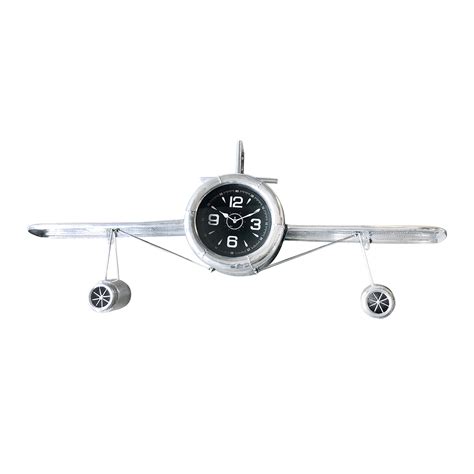 Large Airplane Wall Clock Polished Aviation Aluminum 55 Wingspan Rustic Deco Inc