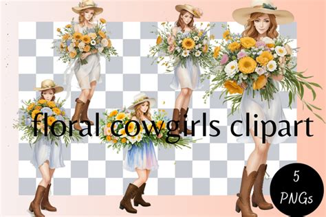 Floral Cowgirls Clipart Grafik Von Kiwi And Poppy · Creative Fabrica