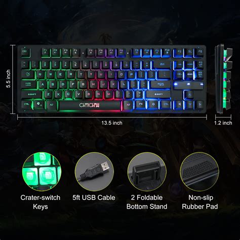 Snapklik.com : CHONCHOW 87-Key RGB Backlit Compact Gaming Keyboard ...