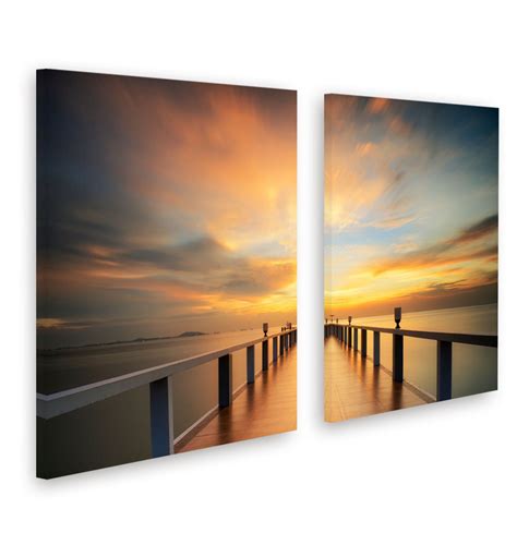 Quadro Decorativo Canvas Paisagem Lago E Pier Por Do Sol Quadro