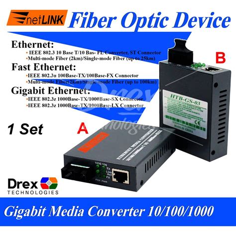 Media Converter Gigabit Pair A B Htb Gs 03 Fiber Optic Device Shopee