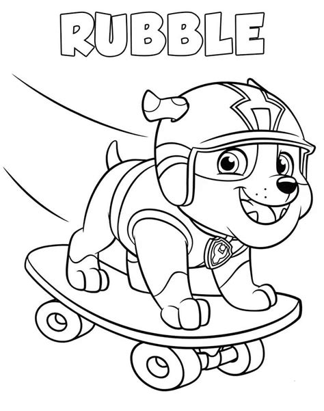 Rubble Paw Patrol Coloring Page