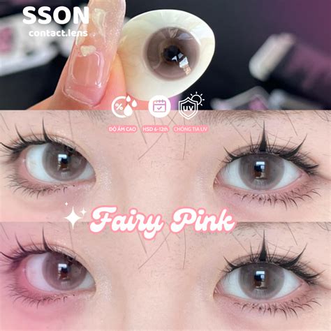 Kính Áp Tròng độ cận 0 10 SSON Lens Fairy Pink Brown Venus Pink hot Gdia14 3mm Dia14 5mm kèm