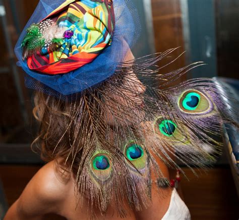 Peacock Feather Hat Multi Colored Fascinator Cocktail